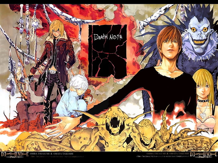 смъртна бележка ryuk yagami light amane misa 1024x768 Anime Death Note HD Art, death note, Ryuk, HD тапет