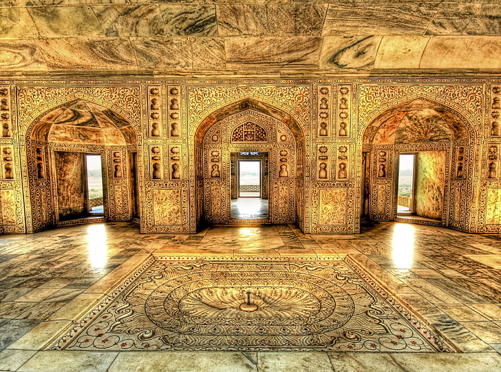Akbar의 로얄 목욕 챔버, 델리, 인도, 갈색 콘크리트 벽, 아시아, 인도, 대리석, 아키텍처, 궁전, 델리, 챔버, HD 배경 화면