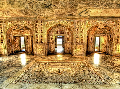 Akbar's Royal Bathing Chamber, Delhi, India, brown concrete wall, Asia, India, Marble, Architecture, Palace, delhi, chamber, HD wallpaper HD wallpaper