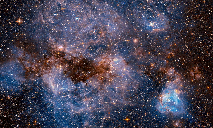Ilustración de galaxias, espacio, estrellas, NASA, La Gran Nube de Magallanes, fotos de Hubble, galaxia enana de tipo SBm, satélite de la Vía Láctea, Fondo de pantalla HD