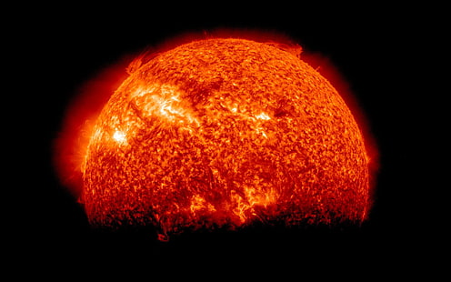 sistema solare rosso, sole, spazio, sfondo nero, stelle, sistema solare, Sfondo HD HD wallpaper
