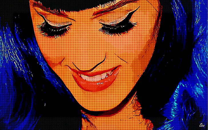 Katy Perry, sztuka cyfrowa, kreskówka, modelka, piosenkarka, celebrytka, kobiety, Katy Perry, pop art, Tapety HD