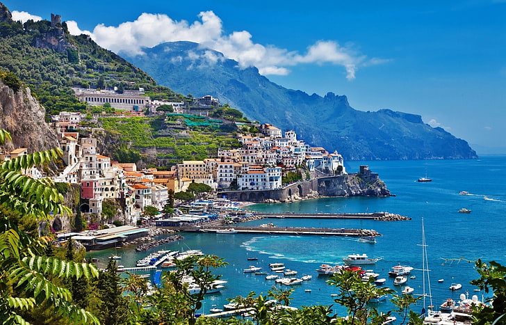 Ciudades, Amalfi, Italia, Salerno, Fondo de pantalla HD
