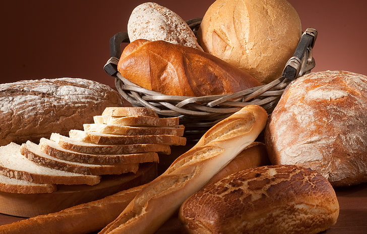 bread lot, bread, pastries, food, biscuits, HD wallpaper