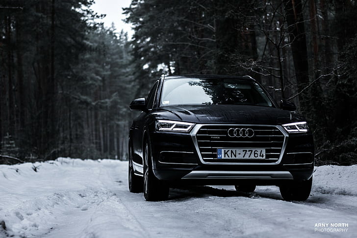 Audi Q5, snow, Latvia, forest, Arny North, HD wallpaper