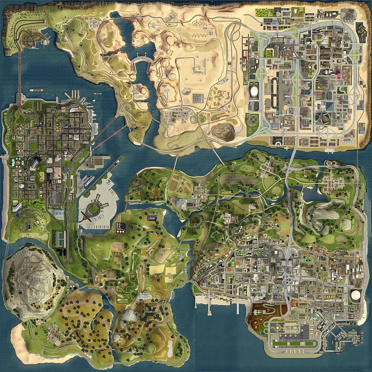 карта иллюстрации, Grand Theft Auto, карта, Grand Theft Auto Сан-Андреас, HD обои