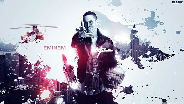 Eminem duvar kağıdı, Eminem, erkekler, müzik, dijital sanat, kafatası, HD masaüstü duvar kağıdı