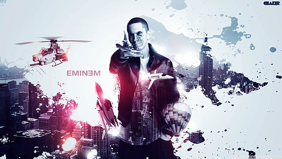 Papel de parede de Eminem, Eminem, homens, música, arte digital, caveira, HD papel de parede HD wallpaper