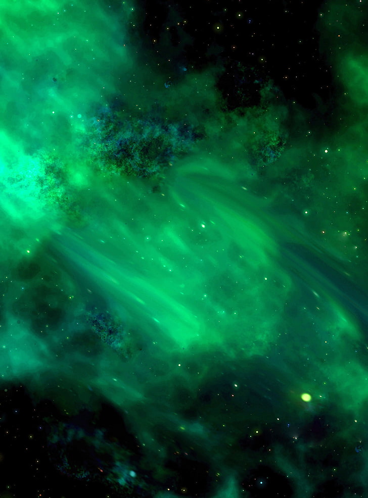 space, universe, stars galaxy, radiance, green, HD wallpaper