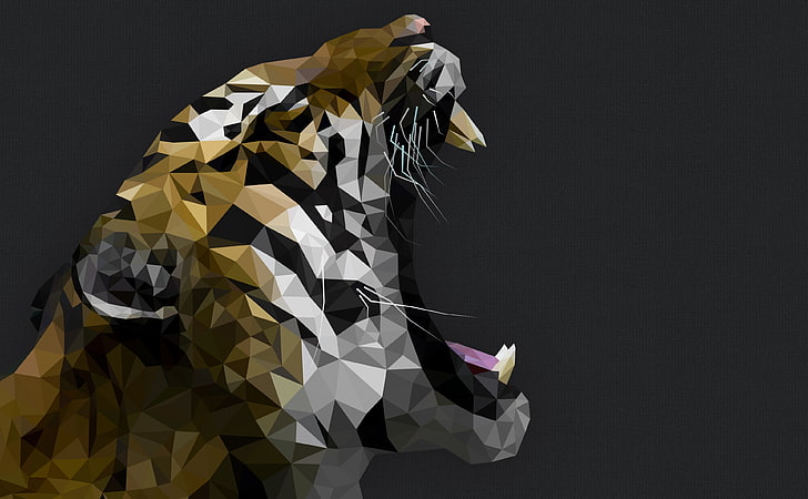 Polygon Tiger HD Wallpaper, brown and gray bear graphics, Aero, Vector Art, HD wallpaper