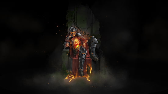 бронированный человек, сидящий на тронной графике, Dark Souls, Dark Souls III, видеоигры, HD обои HD wallpaper