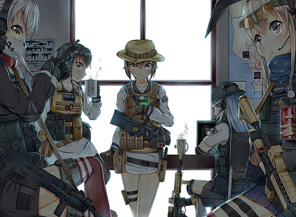 Yukikaze (KanColle), dziewczyny z bronią, Kantai Collection, Tokitsukaze (KanColle), Amatsukaze (Kancolle), Shimakaze (Kancolle), Hibiki (Kancolle), Tapety HD HD wallpaper
