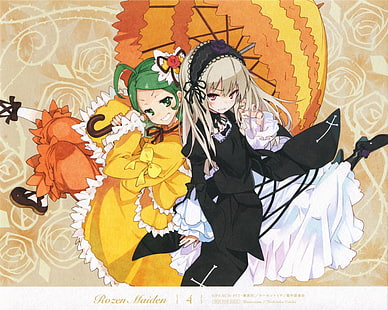 Rozen Maiden, anime girls, Kanaria (Rozen Maiden), Suigintou, Sfondo HD HD wallpaper