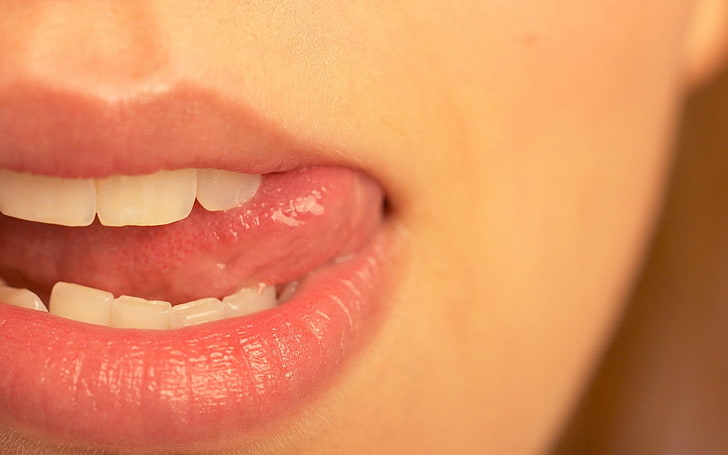 mulut, closeup, bibir, wajah, wanita, lidah, Wallpaper HD