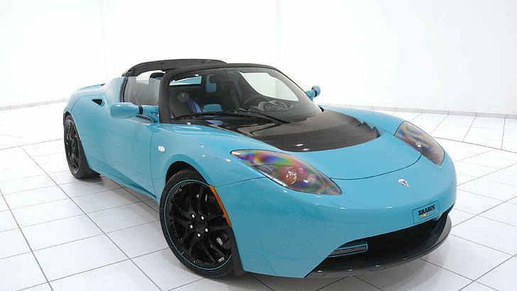 niebiesko-czarny kabriolet Koenisig, Tesla Roadster Sport, najszybsze samochody elektryczne, samochody sportowe, samochody elektryczne, niebieski, Tapety HD