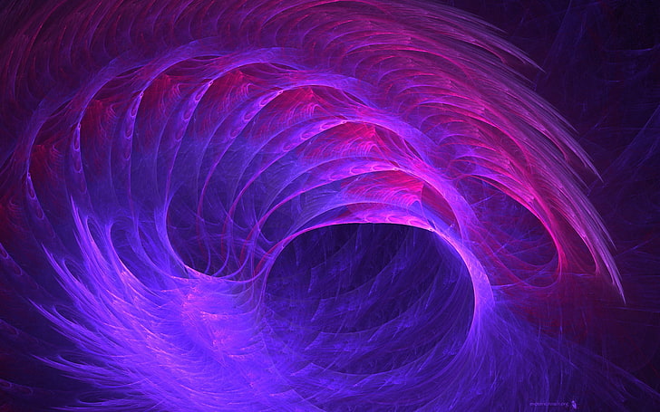 фиолетовая волна иллюстрация, спираль, вращение, яркий, свет, сияние, HD обои