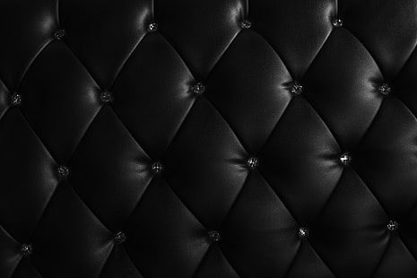 tufted black leather cover, leather, black, texture, upholstery, skin, HD wallpaper HD wallpaper