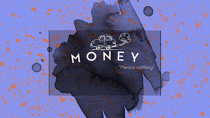 Money text, simple, splashes, ink wash paintings, car, simple background, quote, money, HD wallpaper