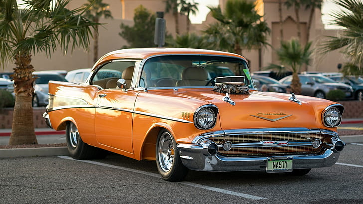 chevrolet, chevy, klassisk bil, chevrolet bel air, antik bil, 1957 chevrolet, hardtop, veteranbil, HD tapet