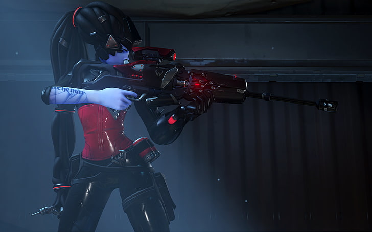 karakter wanita dengan wallpaper rifle, Overwatch, Widowmaker (Overwatch), Wallpaper HD