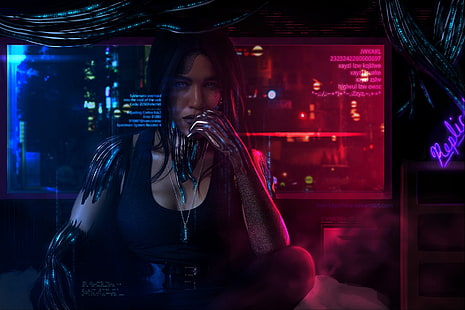 cyberpunk, ciencia ficción, oscuro, futurista, cyborg, Fondo de pantalla HD HD wallpaper