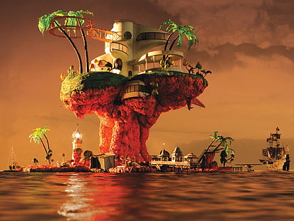 Albumcover, Gorillaz, Jamie Hewlett, Plastic Beach, HD-Hintergrundbild HD wallpaper