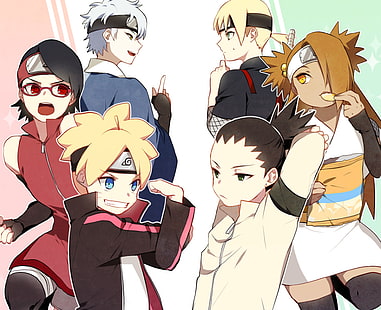 Naruto, Boruto, Boruto Uzumaki, Chōchō Akimichi, Inojin Yamanaka, Mitsuki (Naruto), Sarada Uchiha, Shikadai Nara, วอลล์เปเปอร์ HD HD wallpaper