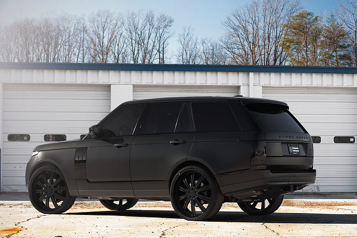 matte black Land Rover Evoque SUV, profile, Blik, range Rover, land Rover, black rims, matte black, black matte, HD wallpaper