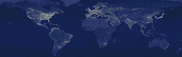 luz noche contaminación de la tierra globos mapas mapa del mundo 3840x1200 Espacio Planetas HD Art, Luz, noche, Fondo de pantalla HD