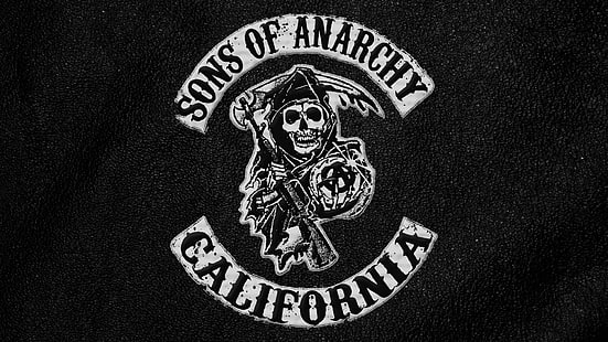 Sons of Anarchy California logo, death, skull, braid, Logo, Sons of Anarchy, HD wallpaper HD wallpaper