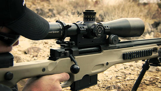 серо-черная снайперская винтовка, оптика, винтовка, AWP, сошки, AWM, Arctic Warfare Magnum, точность международный AW.338 Lapua Magnum, HD обои HD wallpaper
