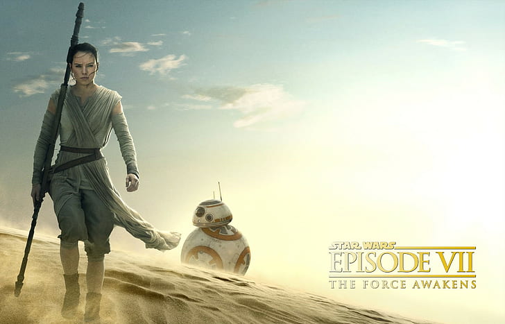 Star Wars, Daisy Ridley, BB-8, Star Wars: The Force Awakens, HD wallpaper