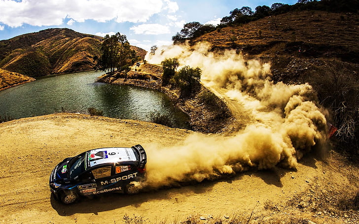 Ford Fiesta WRC Rally, суперкар, пыль, форд, ралли, авто, пыль, HD обои