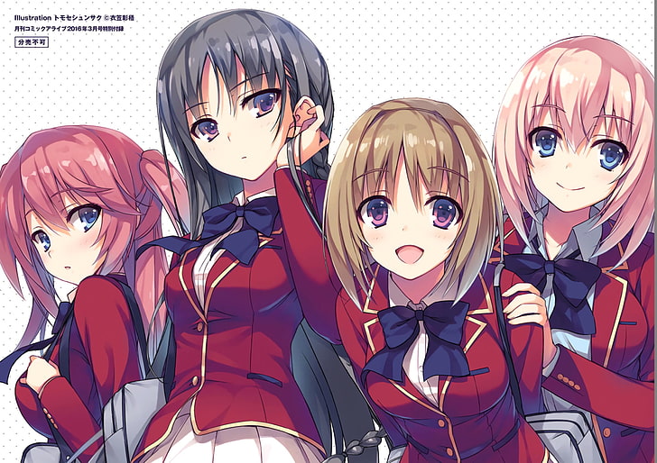 four anime characters, Anime, Classroom of the Elite, Kikyō Kushida, Suzune Horikita, HD wallpaper