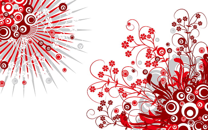 Red, Patterns, White Background, red, white and red floral hd wallpaper, red, patterns, white background, HD wallpaper