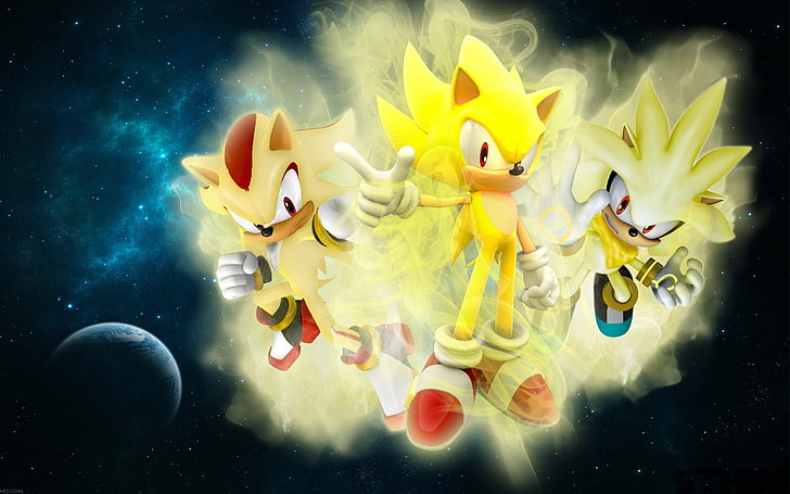 Sonic, Sonic the Hedgehog (2006), Super Shadow, Super Silver, Super Sonic, HD tapet