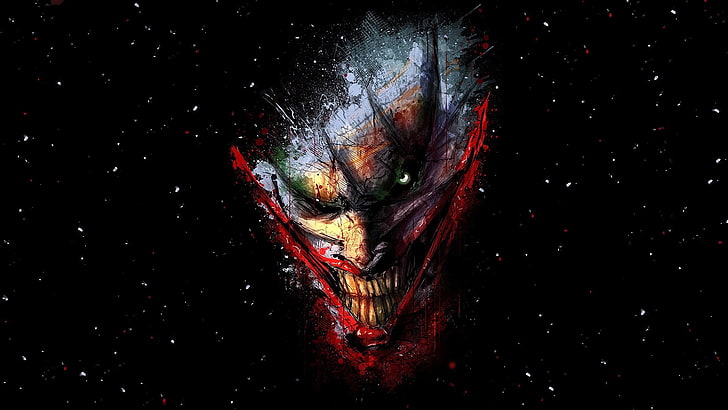 красно-бежевая раскраска лица, Джокер, лицо, рисунок, Бэтмен, HD обои