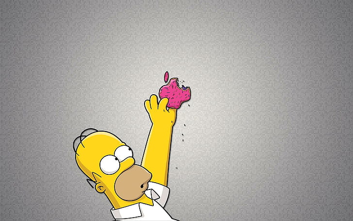 Гомер тянется к логотипу Apple, иллюстрации Гомера Симпсона, компьютеры, 1920x1200, Симпсоны, яблоко, Макинтош, Гомер Симпсон, HD обои