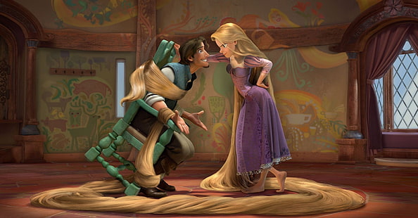 Rapunzel e Fitzgerald de Enrolados, Rapunzel, Enrolados, história complicada, HD papel de parede HD wallpaper