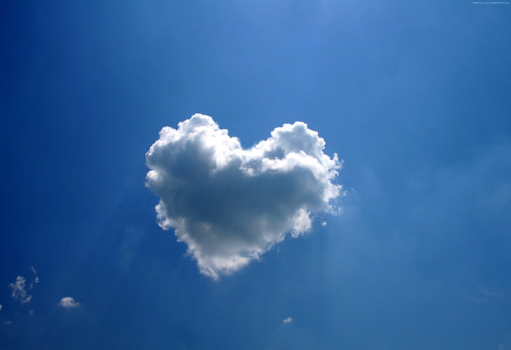 4k, сърце, любовен образ, облаци, HD тапет
