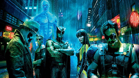 papel de parede digital de seis personagens variados, filmes, Watchmen, Ozymandias, Dr. Manhattan, Nite Owl, Espectro de Seda, Rorschach, O Comediante, HD papel de parede HD wallpaper