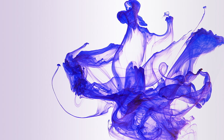 paint in water, ink, blue, abstract, diffused, HD wallpaper