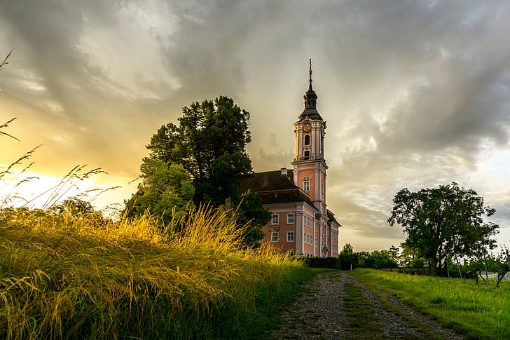 Germany, Church, Baden-Wurttemberg, Birnau, Maurach, HD wallpaper