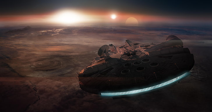 Звездные войны Millennium Falcon обои, Звездные войны, Millennium Falcon, пустыня, закат, HD обои