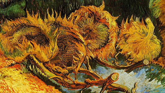 yellow abstract painting, sunflowers, picture, Vincent Van Gogh, HD wallpaper HD wallpaper