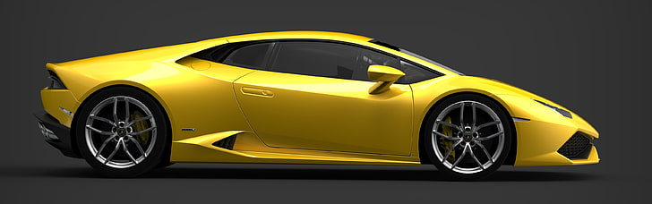 cadre de lit de voiture jaune et noir, Lamborghini Huracan LP 610-4, voiture, affichage multiple, deux moniteurs, Fond d'écran HD
