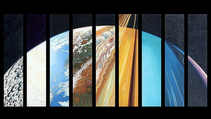 земна илюстрация, космос, планета, Земя, Юпитер, Сатурн, Слънчева система, Меркурий, Венера, Марс, Уран, Нептун, Плутон, HD тапет