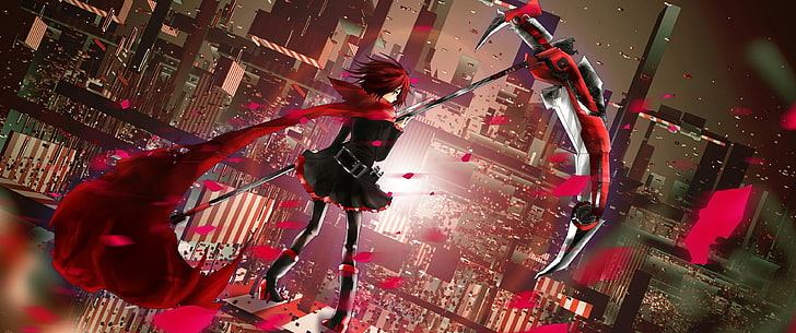 weibliche Anime Charakter hält Sense Tapete, Anime, Anime Mädchen, RWBY, Ruby Rose (Charakter), HD-Hintergrundbild