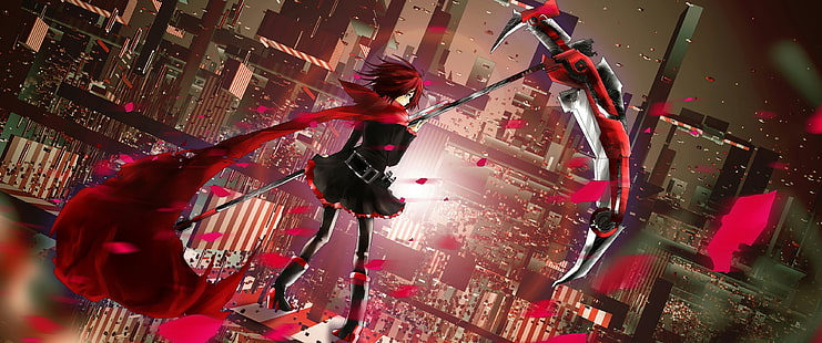 weibliche Anime Charakter hält Sense Tapete, Anime, Anime Mädchen, RWBY, Ruby Rose (Charakter), HD-Hintergrundbild HD wallpaper