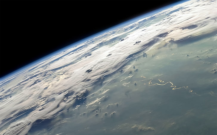 Земя, космос, атмосфера, облаци, космическо изкуство, HD тапет